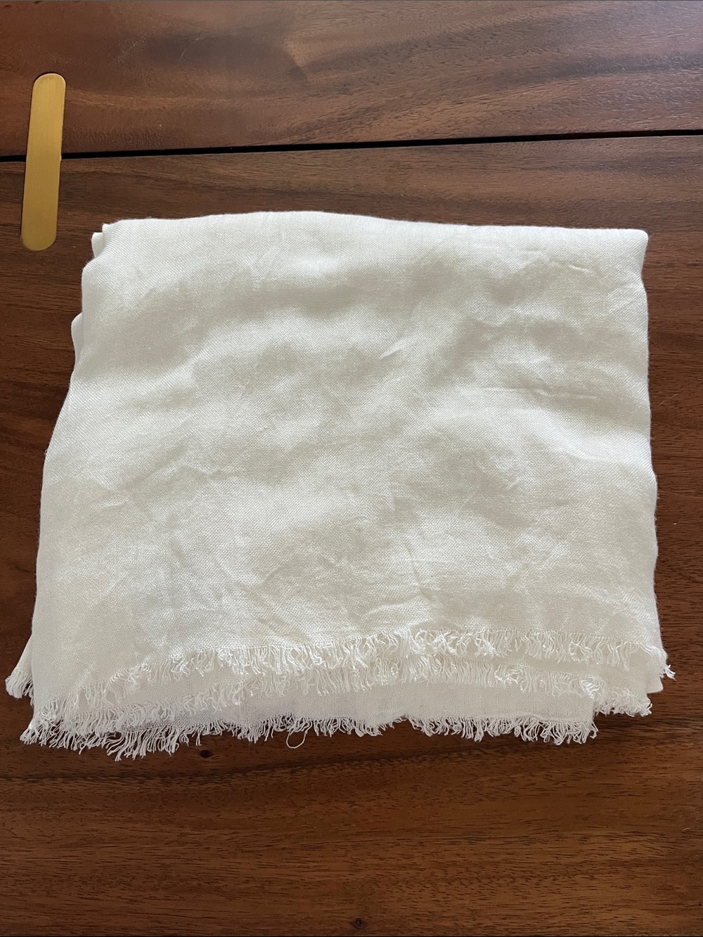 Lord & Taylor viscose ivory/white  Fringed Scarf